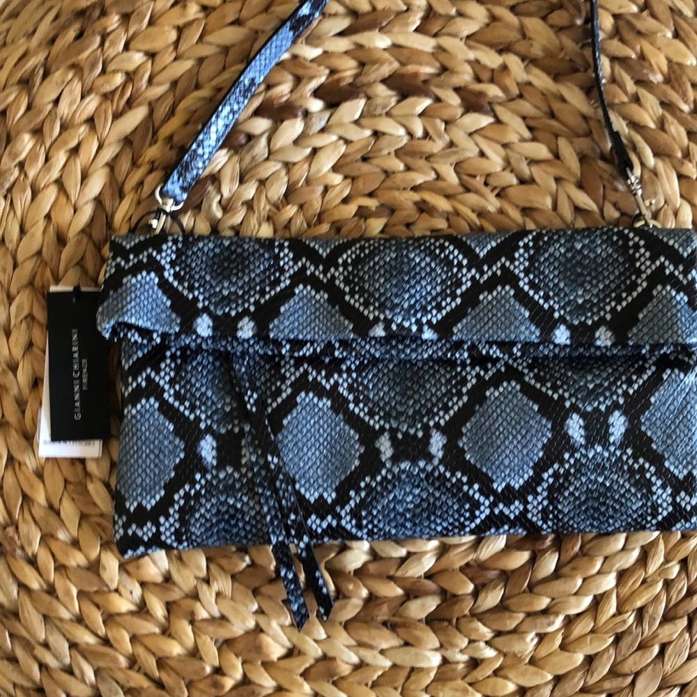 GIANNI CHIARINI BLUE SNAKE CLUTCH. - Picture 2 of 8